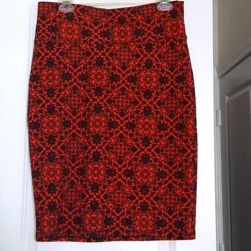 LuLaRoe Black/Orange Pencil Skirt